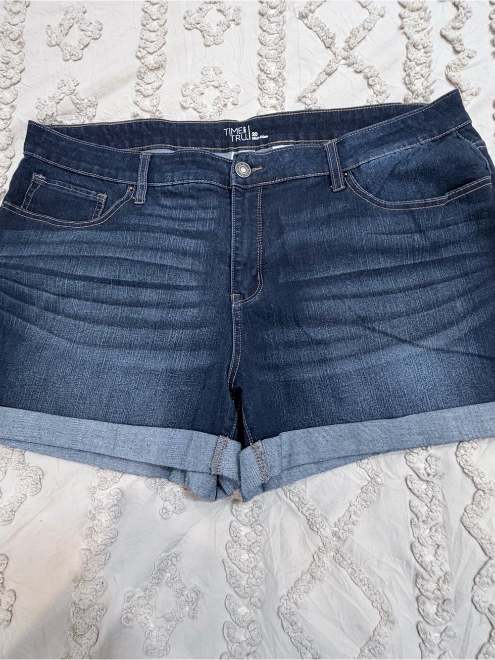 Time and Tru Dark Blue Cuffed Denim Shorts